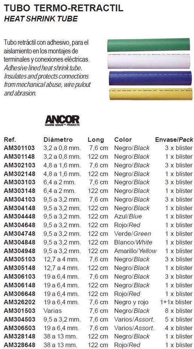 Ancor Lijmgevoerde Krimpkous Zwart 3 x 121 cm