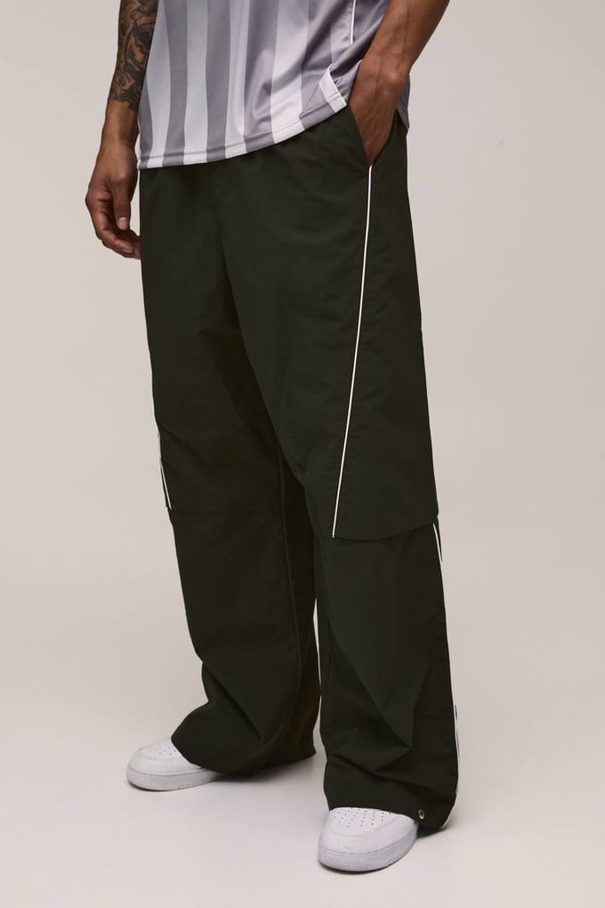 Extreme Parachute Broek Met Drukknoop Zoom Nylon Utility Broek | Khaki | Size Medium