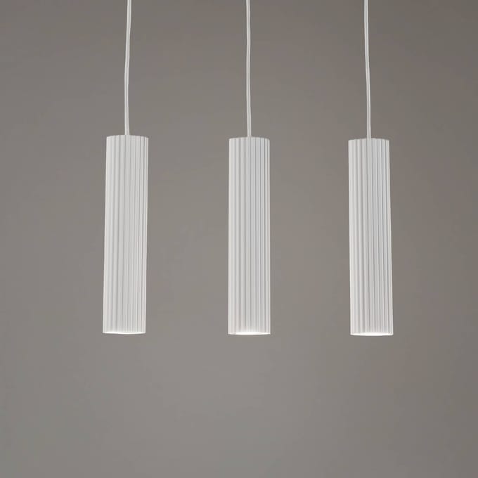 SOLLUX LIGHTING Carbon hanglamp, wit, lengte 45 cm, aluminium, 3-lamps.