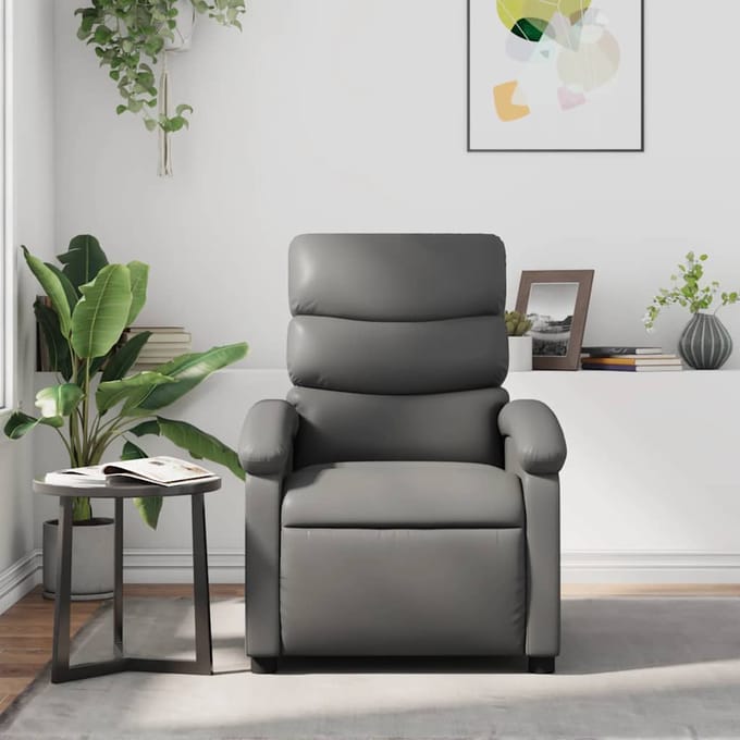vidaXL - Fauteuil - verstelbaar - kunstleer - grijs
