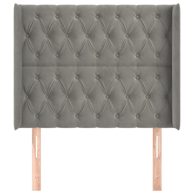 vidaXL - Hoofdbord - met - randen - 103x16x118/128 - cm - fluweel - lichtgrijs