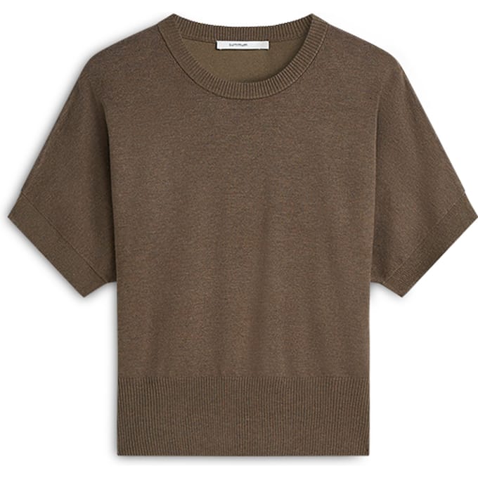 Summum Short Sleeve Sweater Soft Viscose Polyamide Knit Sweaters Taupe 7s8025-7980