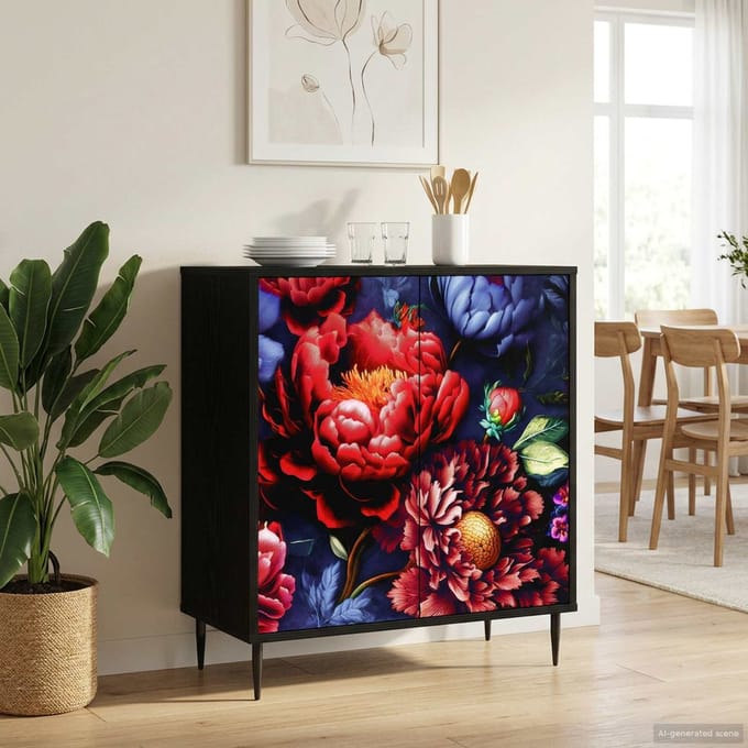 vidaXL - Dressoir - KIEL - Zwart - eiken - 69 - x - 33 - x - 76 - cm - Bewerkt - hout