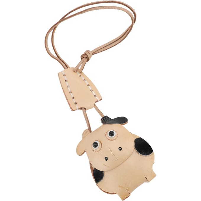 Porte-clés en cuir animalier réaliste au toucher doux multifonctionnel pendentif en cuir animal pour sac à main Cattle Pattern beige