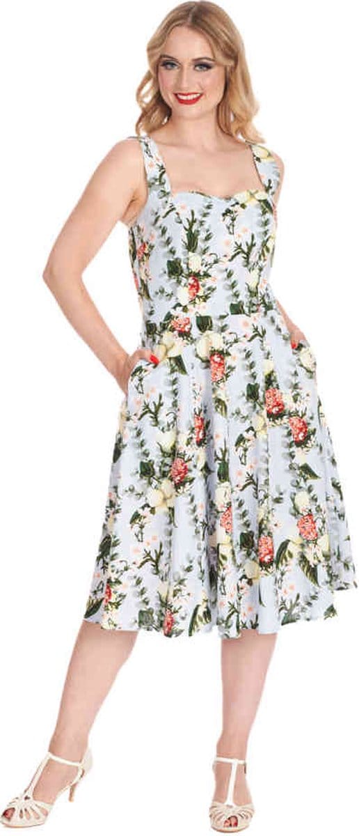 Banned - Bloom Swing Halter Flare jurk - L - Blauw