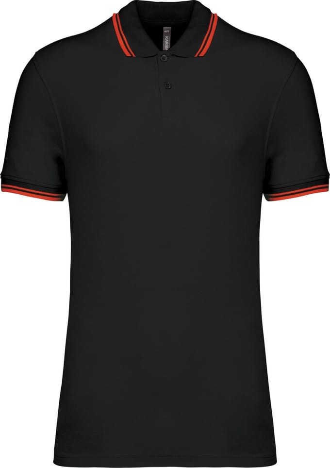 Kariban Gestreepte herenpolo korte mouwen K272 - BLACK / RED - S