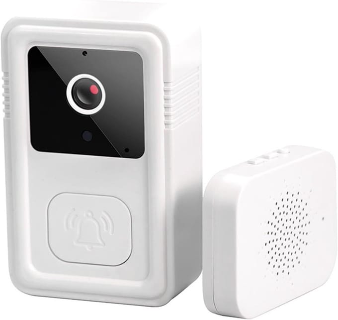Deurbel met camera - Slimme camera - Huisbeveiliging - Draadloze installatie - 8.5 x 5.2 cm - Wit