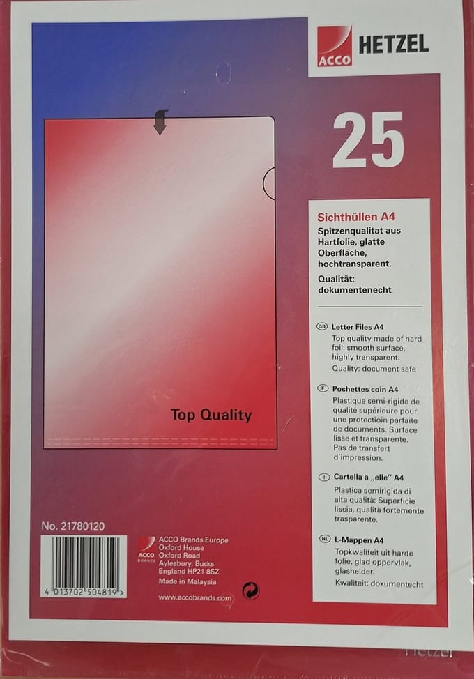 Premium L-mappen A4 Rood (25)