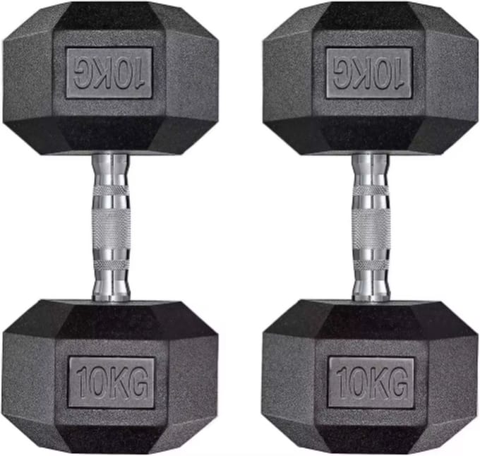 Halterset Valora - Gewichten - Halters - Voor Krachttraining & Thuisfitness - Compacte Stalen Dumbbells van 10 kg - Set van 2