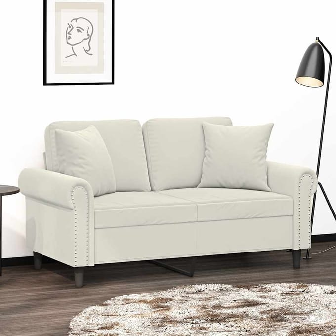 vidaXL - Sierkussens - 2 - st - 40x40 - cm - fluweel - crèmekleurig