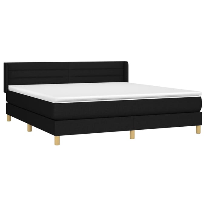 vidaXL - Boxspring - met - matras - stof - zwart - 160x200 - cm