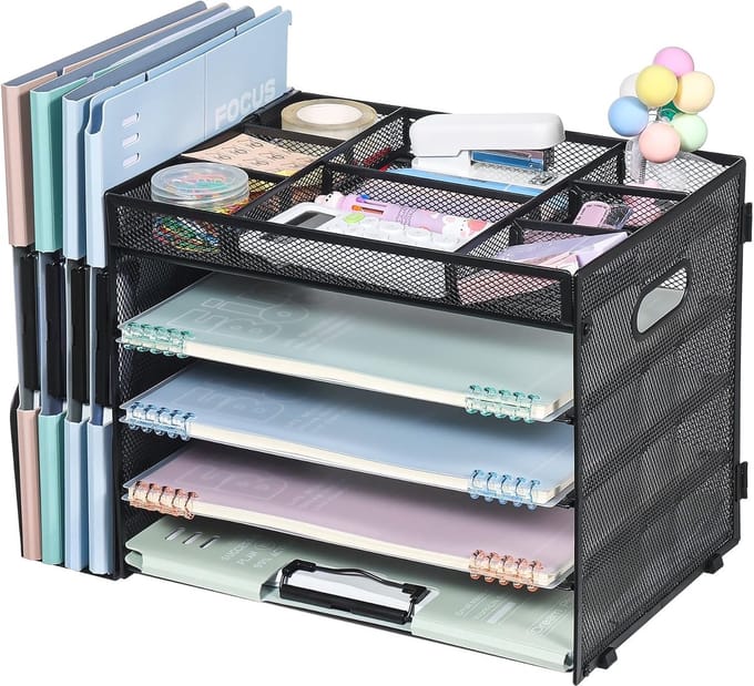 Inklapbare Bureau-Organizer met 5 Lagen Dossierhouder en Lade voor Kantoor