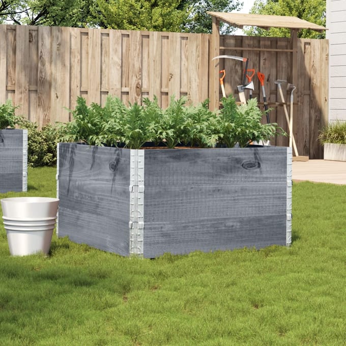 vidaXL - Plantenbak - 100x100 - cm - massief - grenenhout - grijs