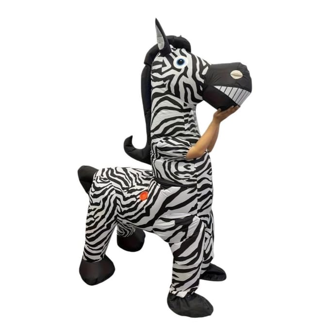 Leuk opblaasbaar zebra kostuum voor volwassenen 150-190cm wit