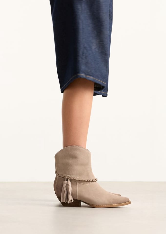 Sacha - Dames - Beige leren western laarsjes - Maat 36