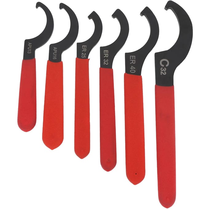 6 Stuks Universele Sleutel Set APU13 16 ER25 32 40 C32 Staal Verstelbare Schokdemper Sleutel Haak Sleutel Coilover black