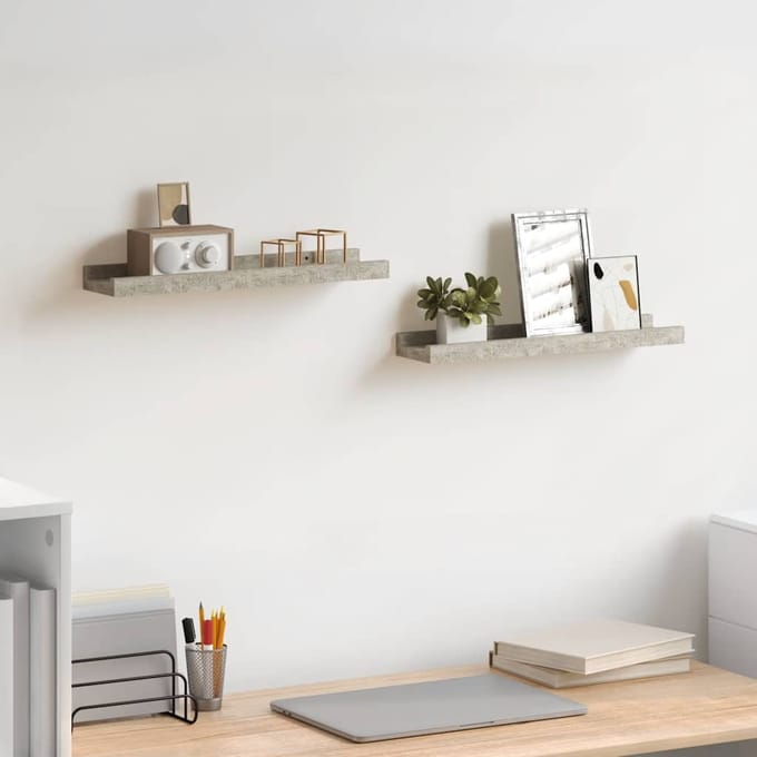vidaXL - Wandschappen - 2 - st - 40x9x3 - cm - betongrijs