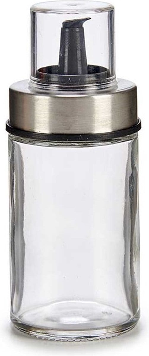 Vivalto Suikerpot Crystal - glas/rvs metaal - transparant/zilver - 12 cm - dispenser - luxe uitvoering