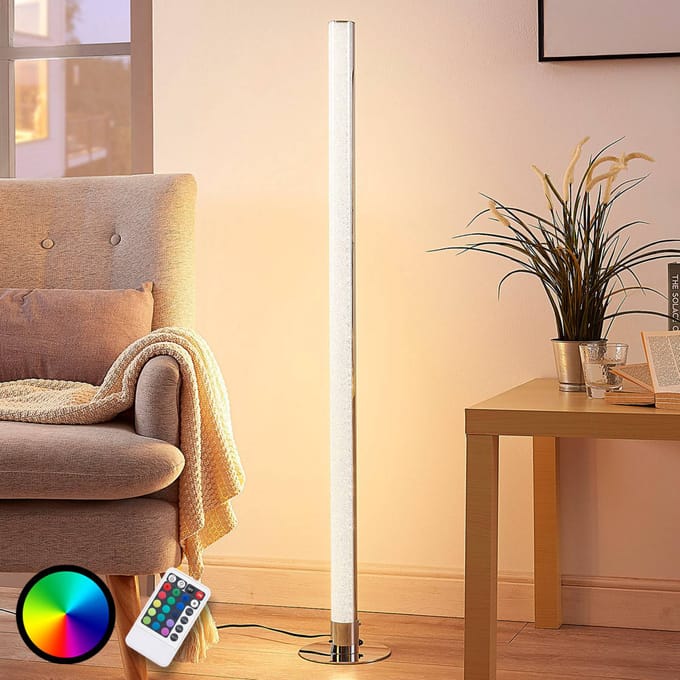 Lindby LED vloerlamp Hadis, RGB, afstandsbediening, wit, 120 cm