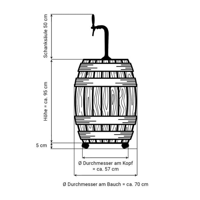 Bierapparaat - ICH-ZAPFE.DE - VAT - Eikenfust 225 L - Droge koeler 30 L/u - Verchroomde kolom