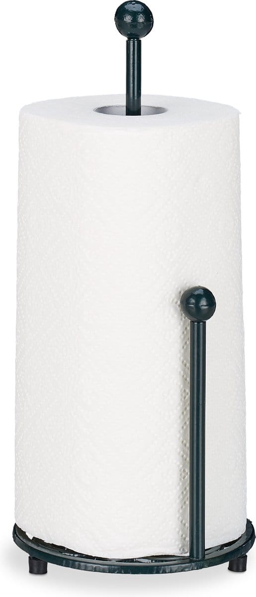 keukenrolhouder staand - 33 cm - gietijzer - met stop - vintage - groen