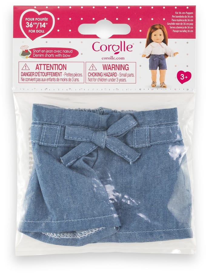 Corolle poppenkleding spijkershort met strik voor 36cm pop denim.
