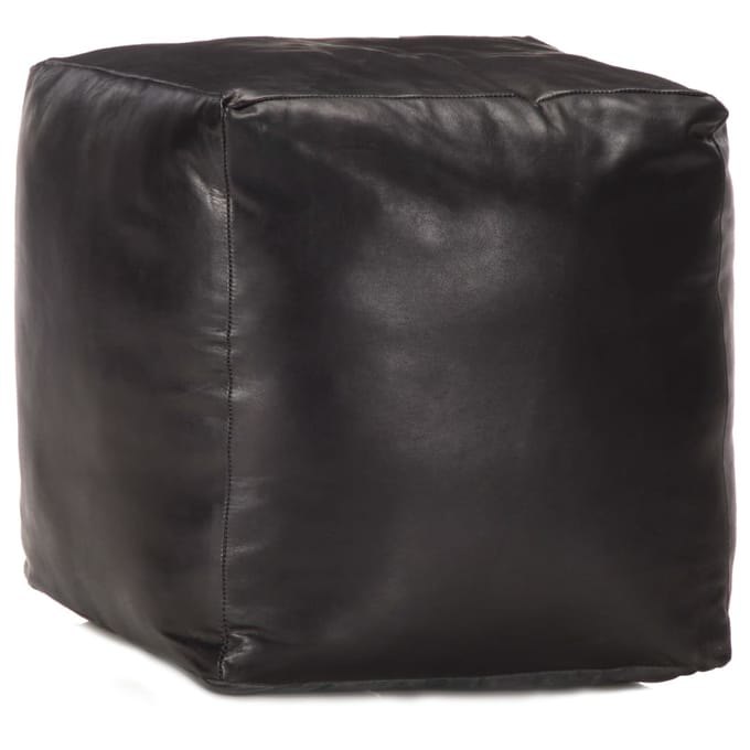 vidaXL - Poef - 40x40x40 - cm - echt - geitenleer - zwart
