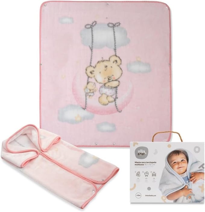 Zachte Babydeken 80x90cm Roze - Multifunctioneel Kleed, Knuffeldeken en Voetenzak