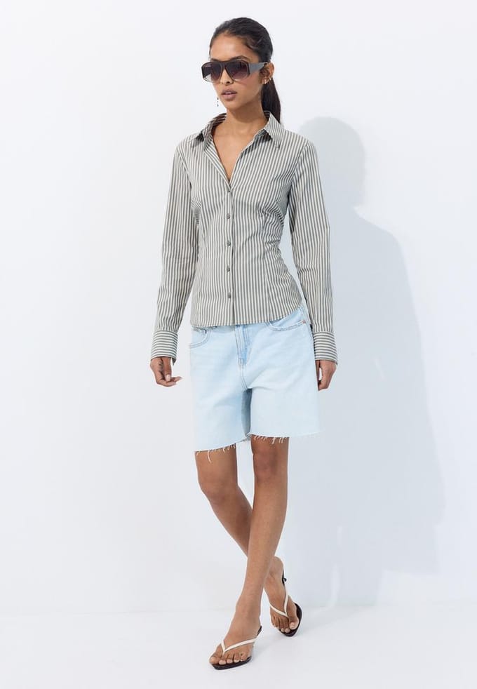 Stradivarius Basic fitted overhemd  Kaki S