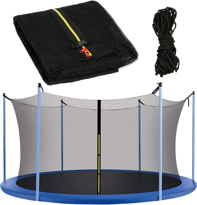 Springos Veiligheidsnet Trampoline | Trampoline Net | Geschikt voor 6 Palen | Ø 244 cm | Zwart