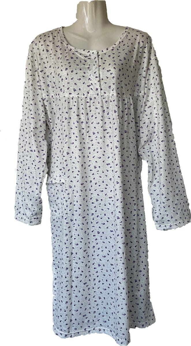 Dames Nachtjapon Gebloemd Paars 4XL