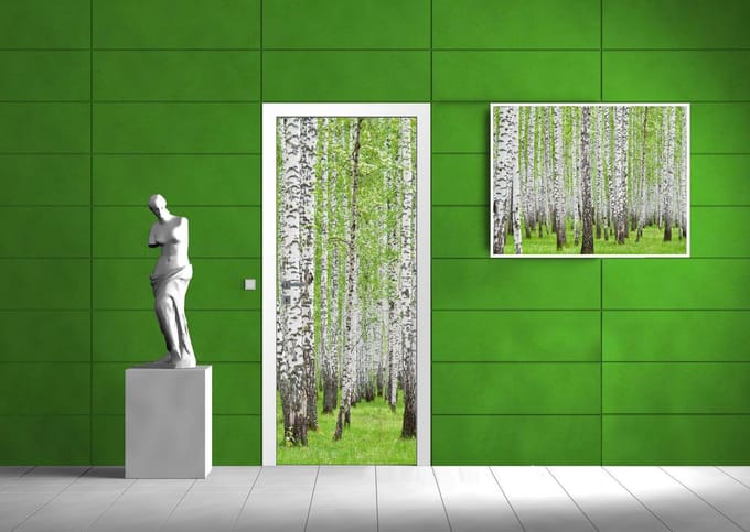 Deursticker Muursticker Bos, Boom | Groen | 91x211cm