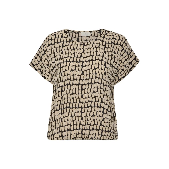 Blouse met korte mouwen Relaxed fit Black_Sand Graphic Dot black