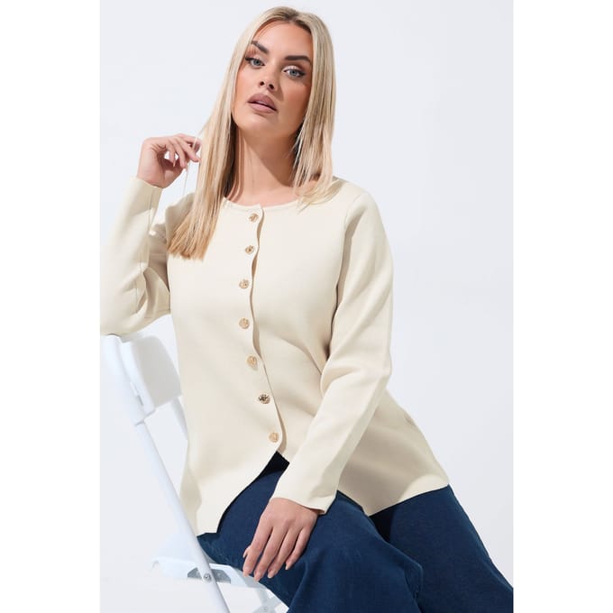 Limited Collection Naturelbruine Gebreide Top Met Lange Mouwen Size 48