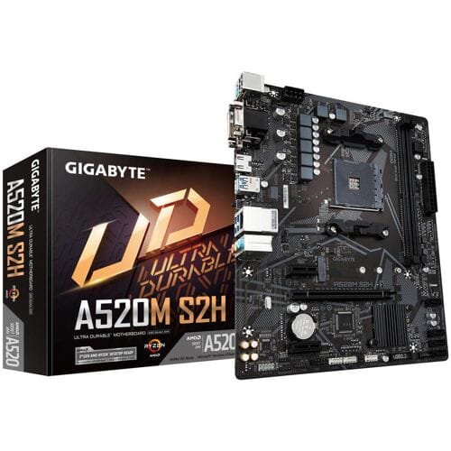 GIGABYTE A520M S2H Moederbord - AMD A520 - AMD AM4 - DDR4 RAM - Micro-ATX