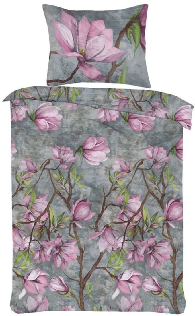 Husch Dekbedovertrek Magnolia - 140x200/220 - Grijs/Roze