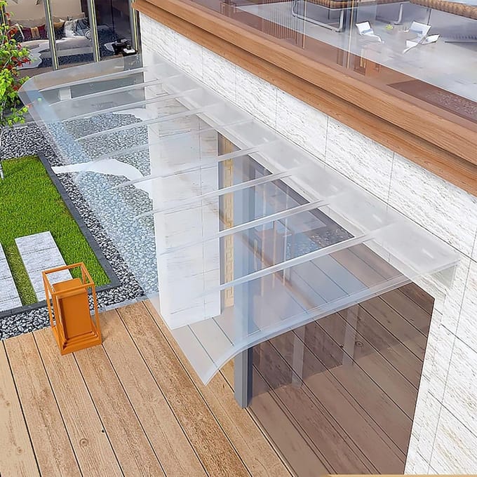 Onzichtbare Luifel - Regenscherm Deur - Entree Beschermen - Polycarbonaat Paneel - 50 x 210 cm - Transparant