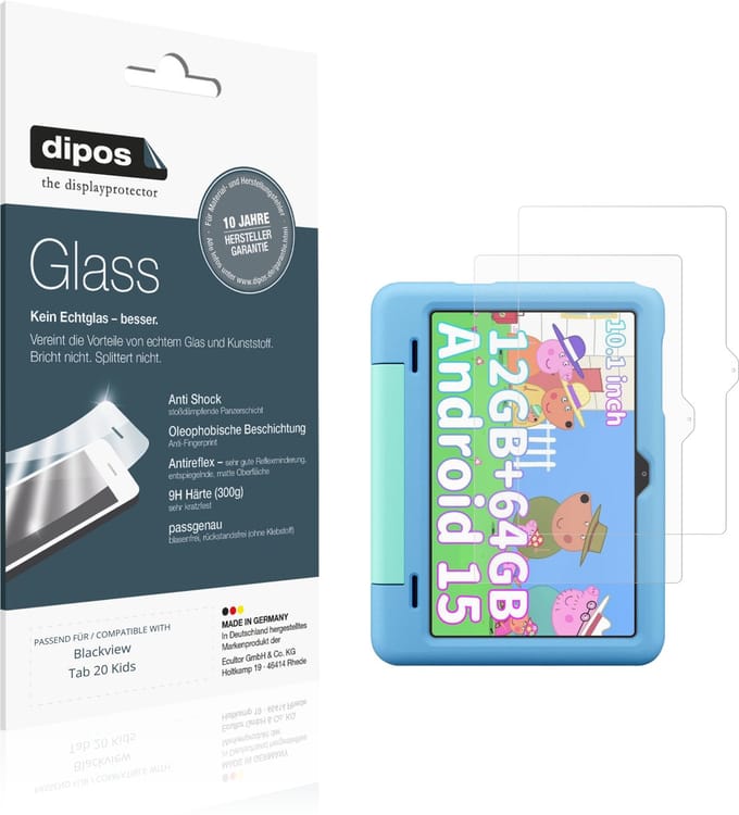 dipos – 2x Matte Pantserfolie geschikt voor Blackview Tab 20 Kids | 9H Screenprotector