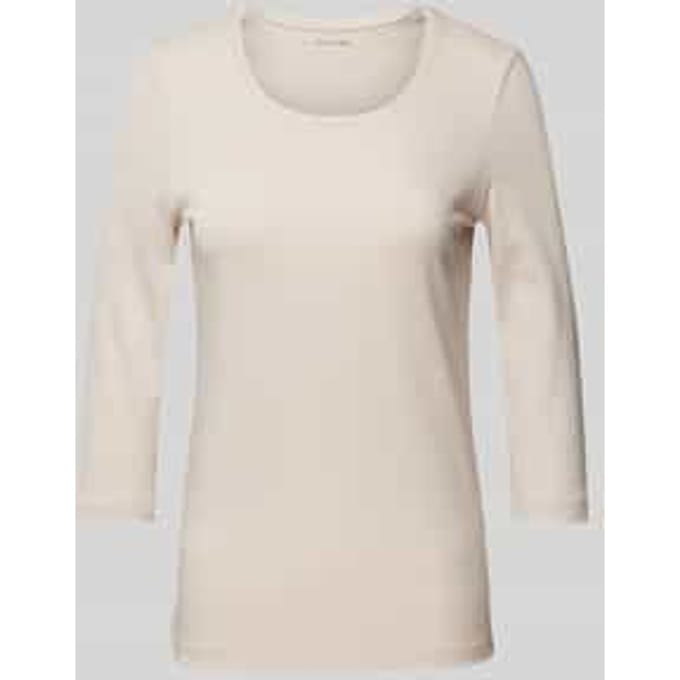 T-shirt met 3/4-mouwen in effen design