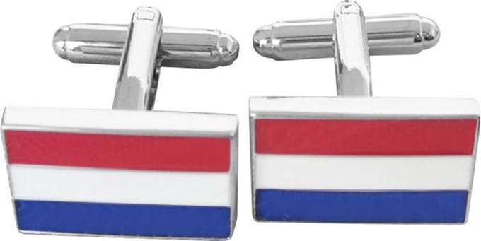 Amanto Manchetknopen Codey - 316L Staal  - Nederlandse Vlag  - 14x20mm