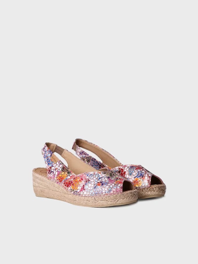 Dames leren espadrille met open neus en sleehak | BERNAIA-PM
