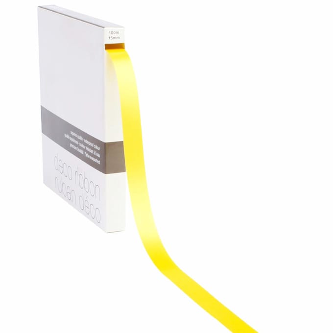 Poly Satijnlint Geel – 15 mm × 100 m – polysatijn