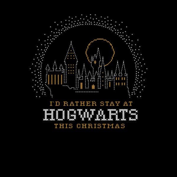 Harry Potter I'd Rather Stay At Hogwarts dames kerst t-shirt - Zwart - M