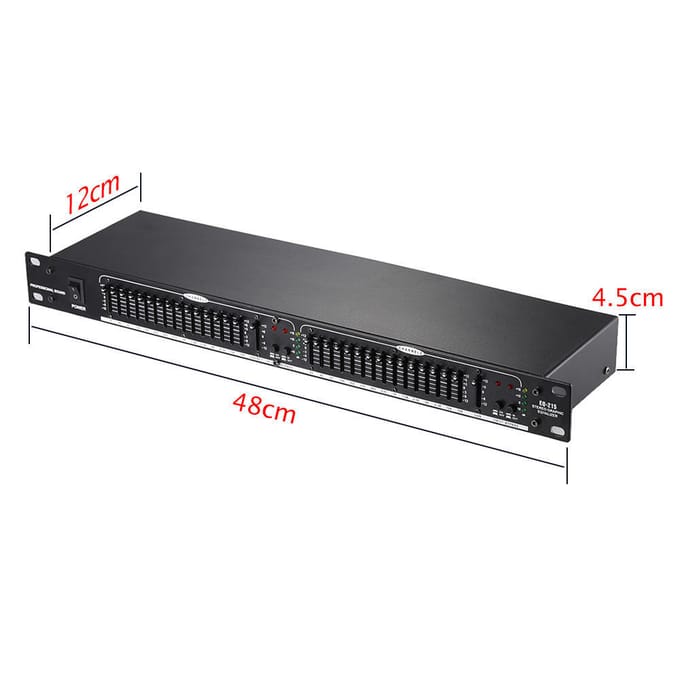 EQ-215 Dubbelkanaals 15-Bands Equalizer 1U Rackmontage US Plug zwart