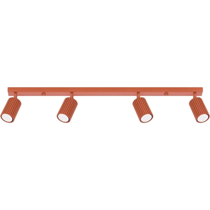 Plafondlamp KARBON 4L met 4 verstelbare spots - Sollux Lighting - IP20 - Okerrood aluminium behuizing - 81 x 6.5 x 16.5 cm - 4 x GU10 LED, exclusief lichtbron - 4 x 10 W - Minimalistische plafondlamp voor woonkamer, slaapkamer en eetkamer