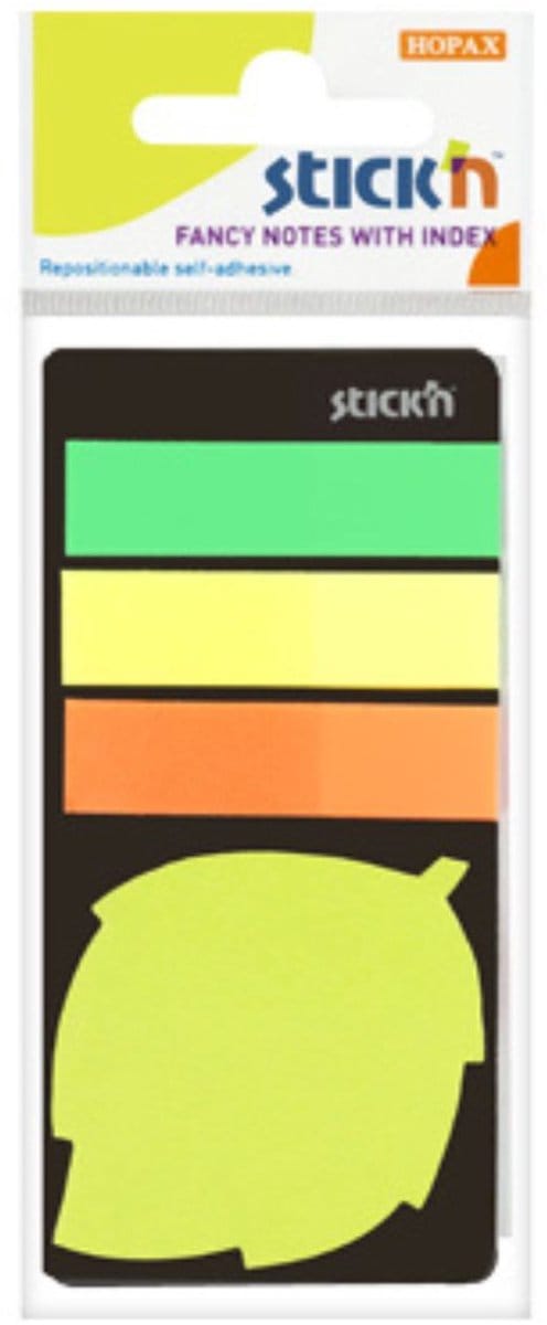 Stick'n index Tabs - 245 Notes - 45x12mm - Blad Sticky Notes - 44x44m - Neon Groen, Geel, Oranje