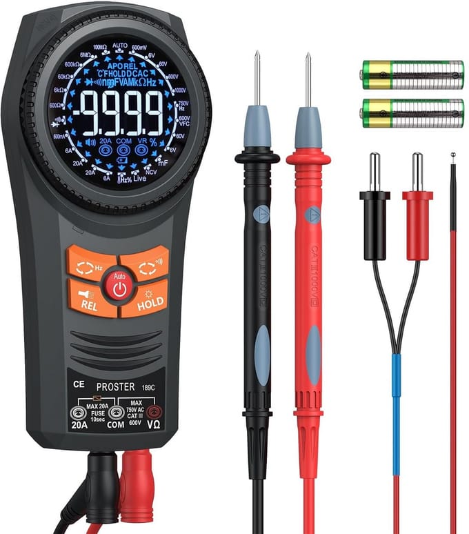 Multimeter TRMS 6000 Counts - DC/AC spanning, stroom, NCV, temperatuur, weerstand, diode