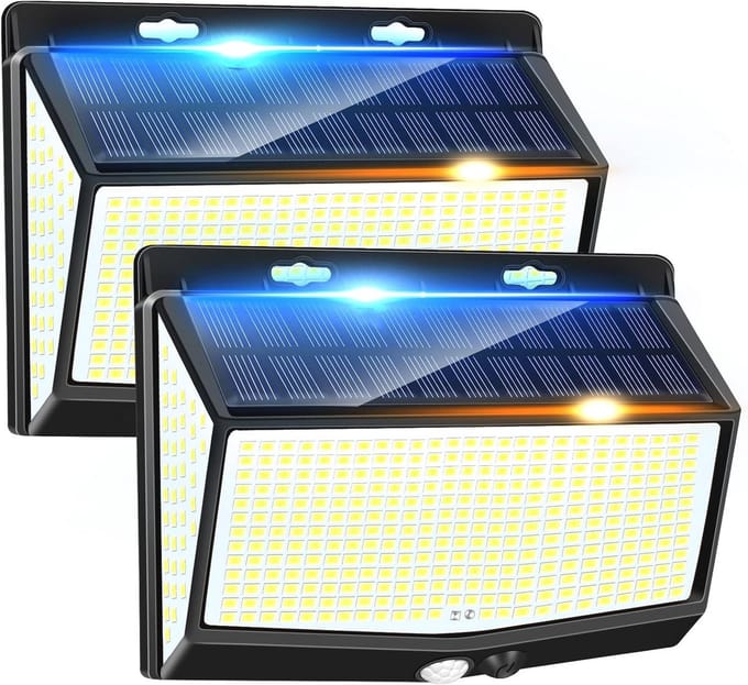 LED Buitenverlichting met Bewegingssensor - 2000 Lumen - 2 Stuks Zonne-energie Lampen