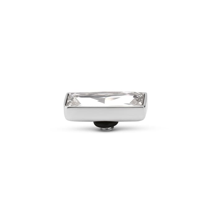 Melano Twisted Rectangle Steentje Crystal | Zilver