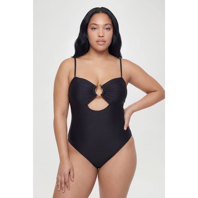 boohoo Dames Plus Badpak Met Sierdetail En Keyhole Uitsnijding | Zwart | Maat: 54